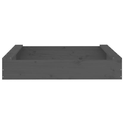 Zandbak Met Bankjes Vierkant Massief Grenenhout Grijs 111 x 111 x 20 cm Grijs grenenhout