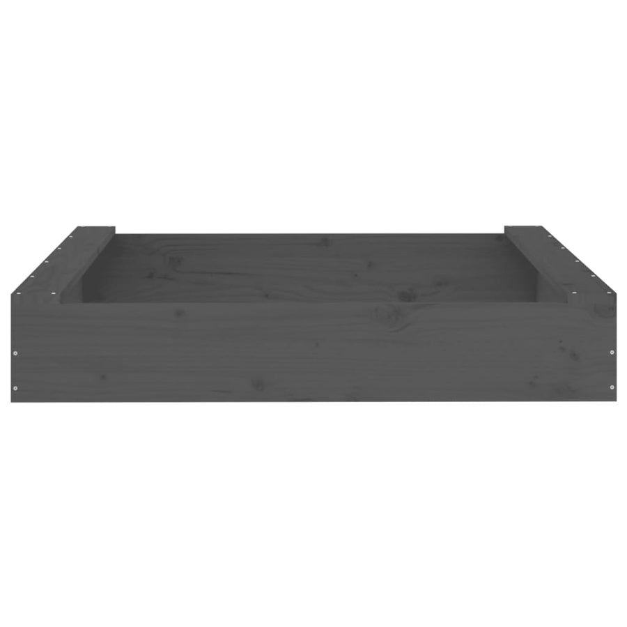 Zandbak Met Bankjes Vierkant Massief Grenenhout Grijs 111 x 111 x 20 cm Grijs grenenhout