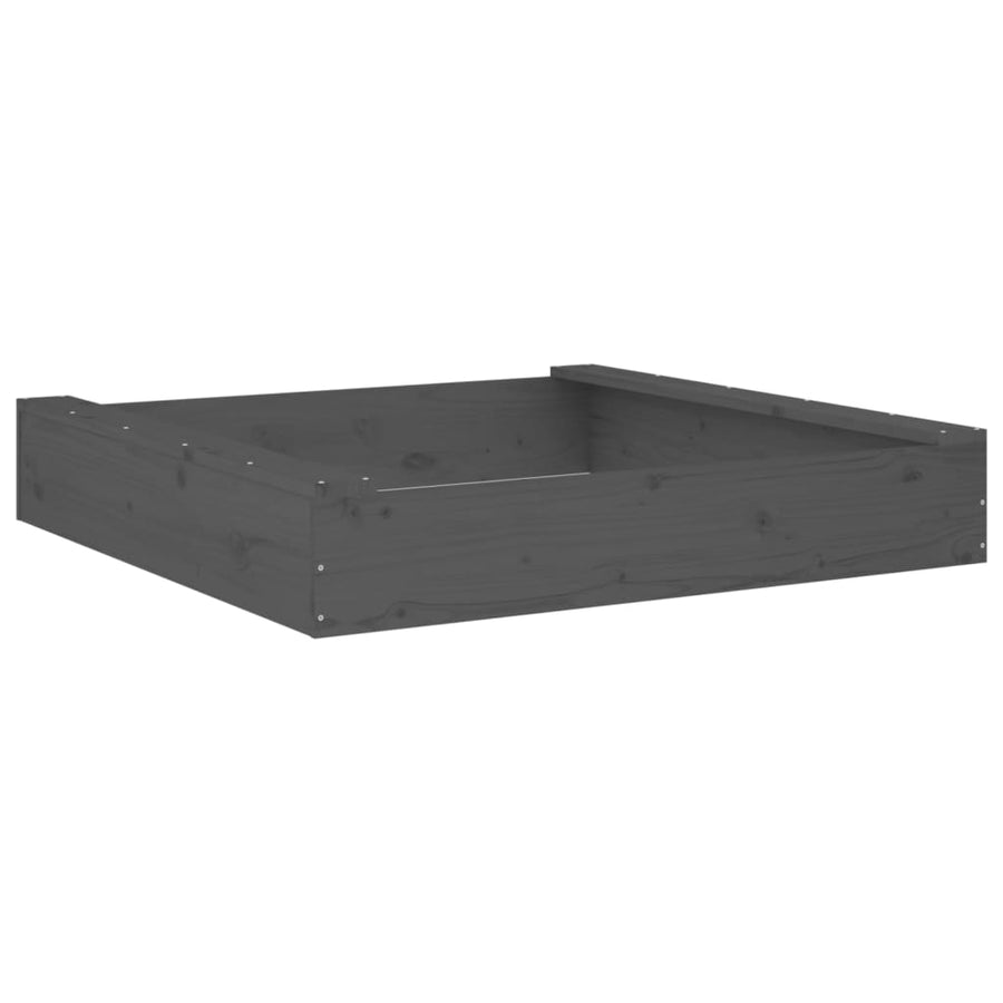 Zandbak Met Bankjes Vierkant Massief Grenenhout Grijs 111 x 111 x 20 cm Grijs grenenhout