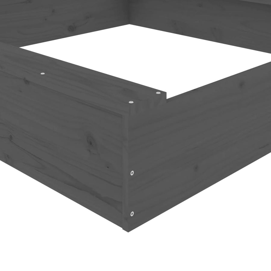 Zandbak Met Bankjes Vierkant Massief Grenenhout Grijs 111 x 111 x 20 cm Grijs grenenhout