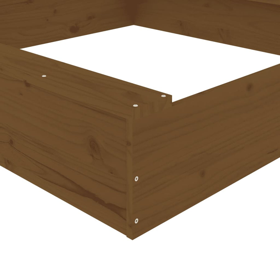 Zandbak Met Bankjes Vierkant Massief Grenenhout Honingbruin 111 x 111 x 20 cm Honingbruin grenenhout