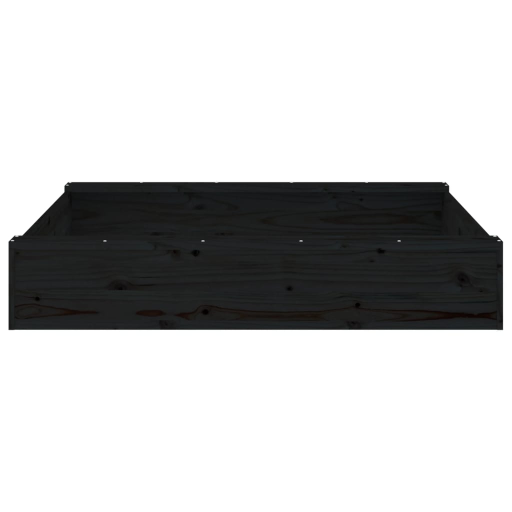 Zandbak Met Bankjes Vierkant Massief Grenenhout Zwart 111 x 111 x 20 cm Zwart grenenhout