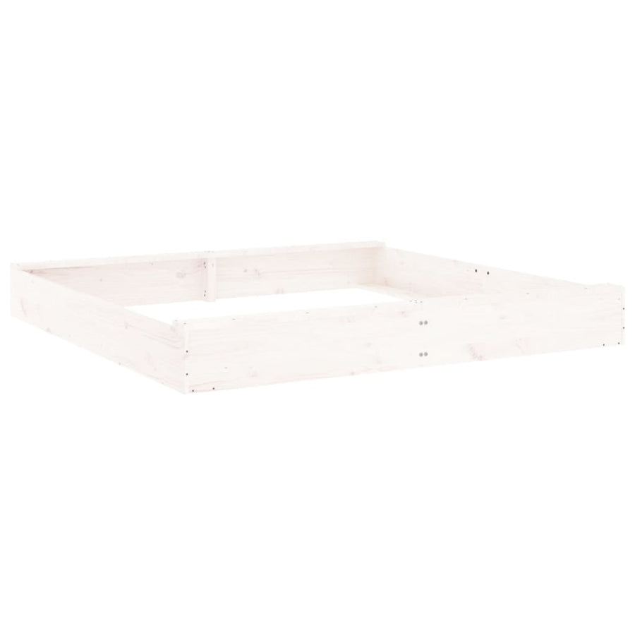 Zandbak Met Bankjes Vierkant Massief Grenenhout Wit 160 x 160 x 20 cm Wit grenenhout