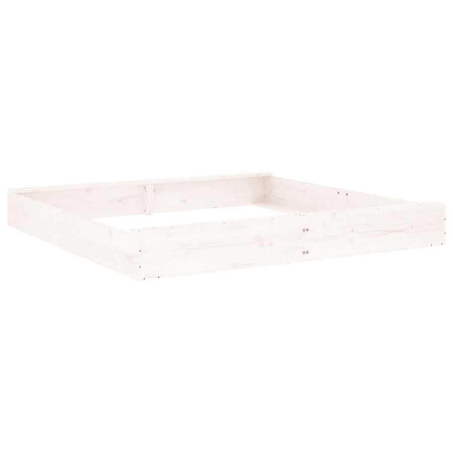 Zandbak Met Bankjes Vierkant Massief Grenenhout Wit 160 x 160 x 20 cm Wit grenenhout