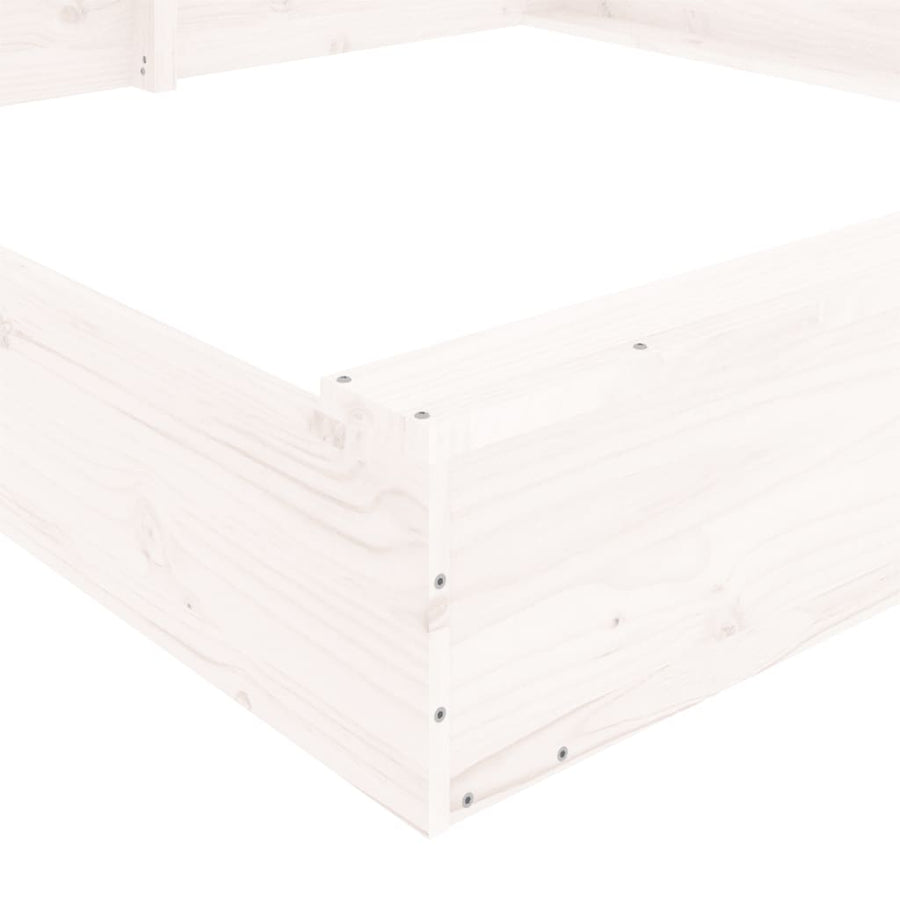 Zandbak Met Bankjes Vierkant Massief Grenenhout Wit 160 x 160 x 20 cm Wit grenenhout