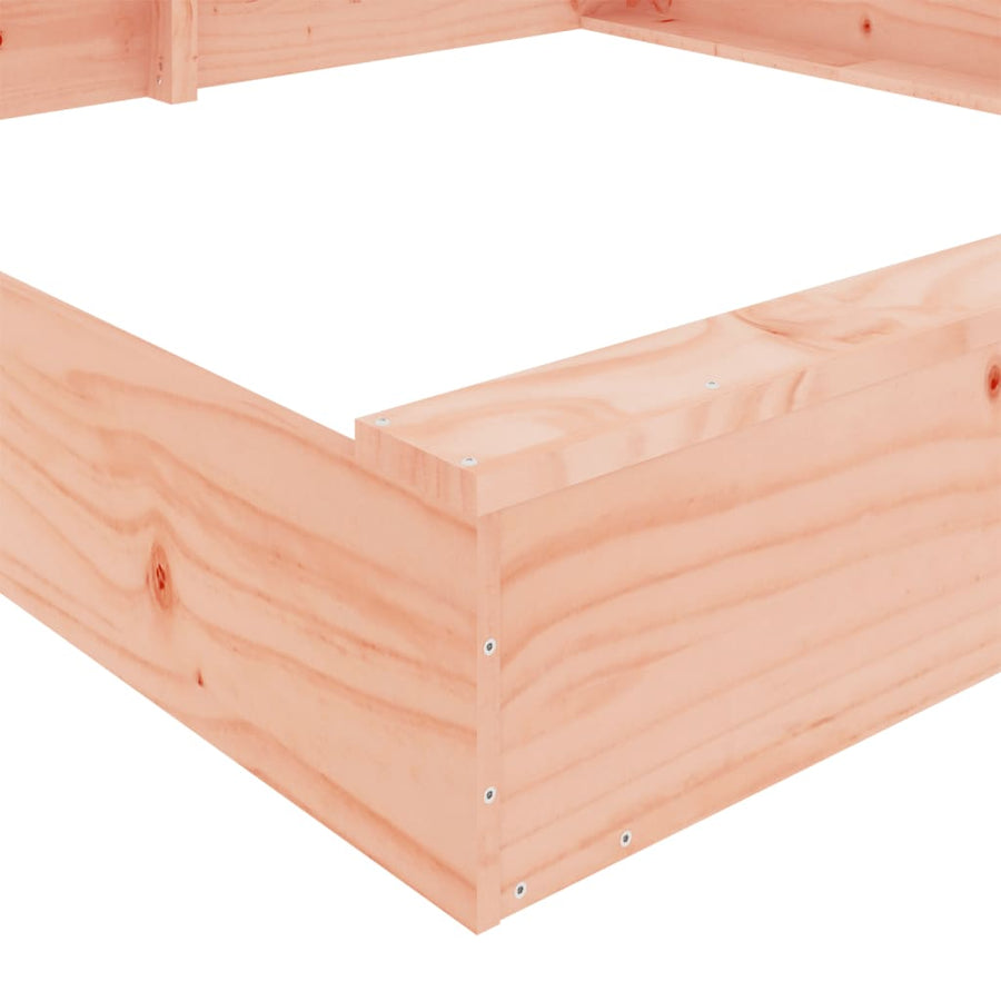 Zandbak Met Bankjes Vierkant Massief Douglashout 160 x 160 x 20 cm Natuurlijk douglashout