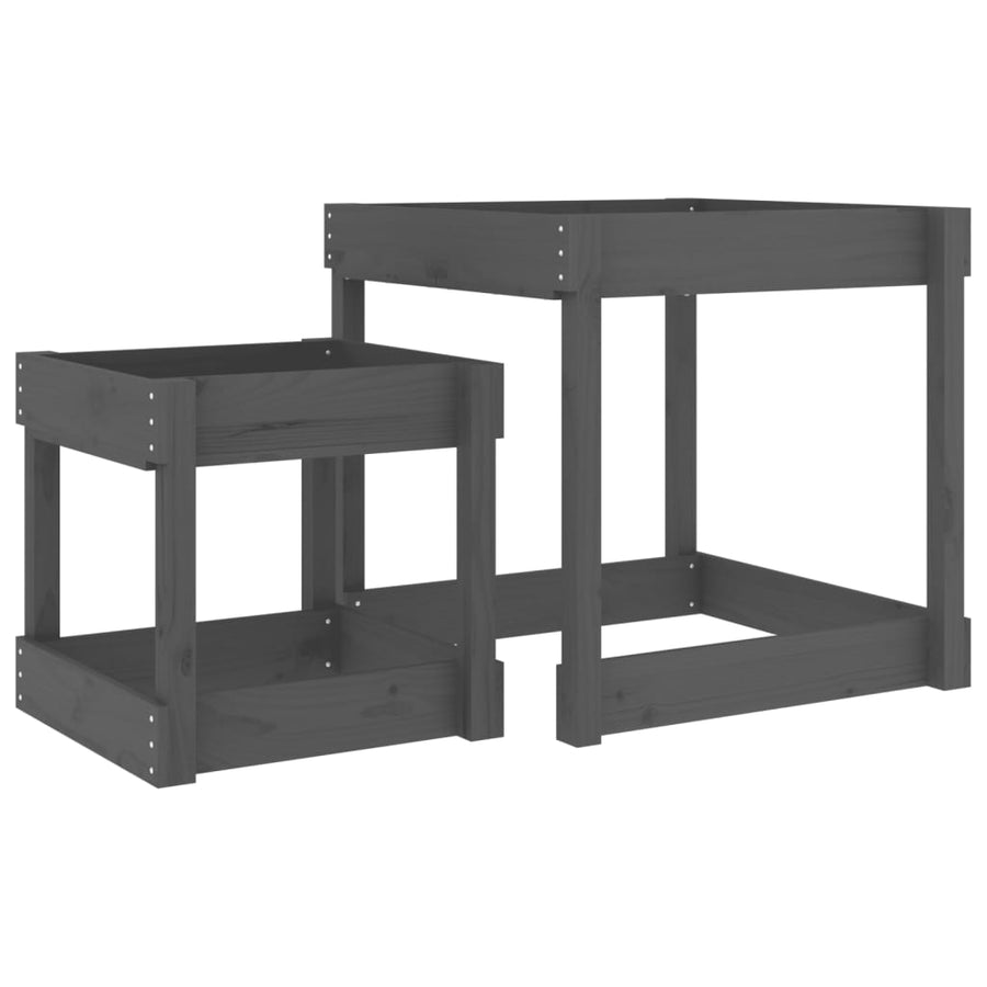 Zandtafels 2 St Massief Grenenhout Grijs