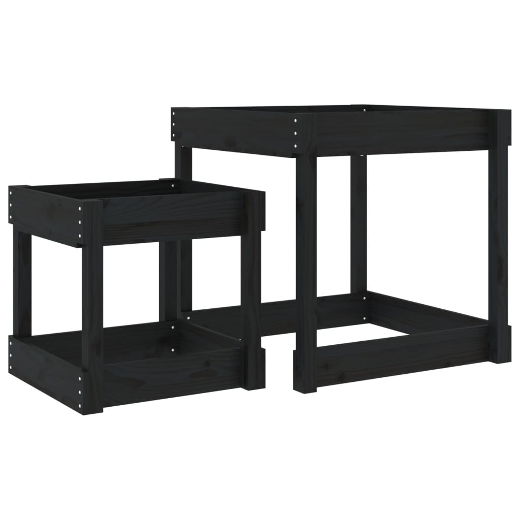 Zandtafels 2 St Massief Grenenhout Zwart