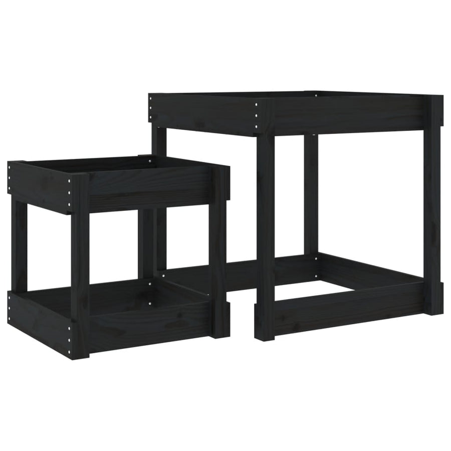 Zandtafels 2 St Massief Grenenhout Zwart