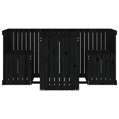 Balkonset 2-Zits Massief Grenenhout Zwart Zwart grenenhout