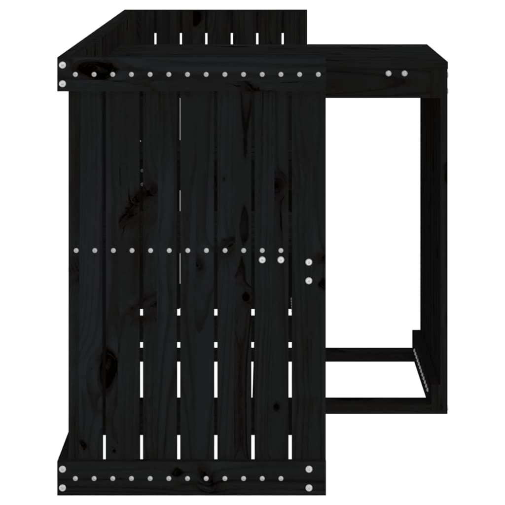 Balkonset 2-Zits Massief Grenenhout Zwart Zwart grenenhout
