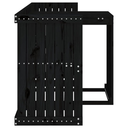 Balkonset 2-Zits Massief Grenenhout Zwart Zwart grenenhout