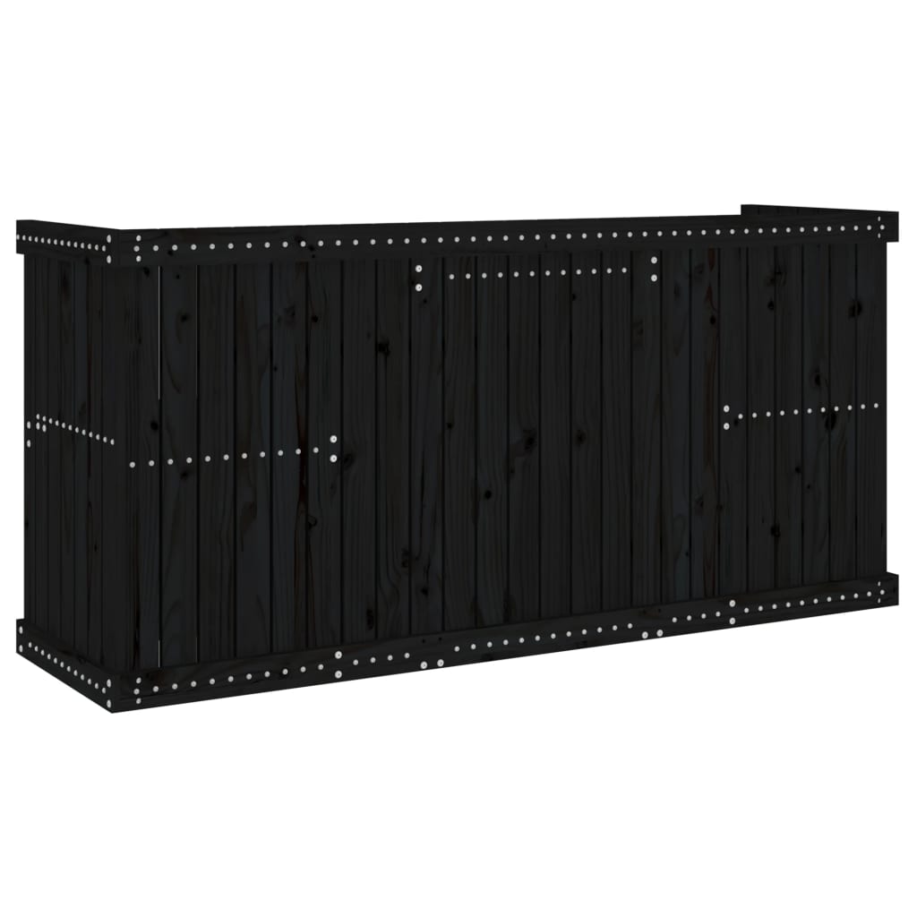 Balkonset 2-Zits Massief Grenenhout Zwart Zwart grenenhout