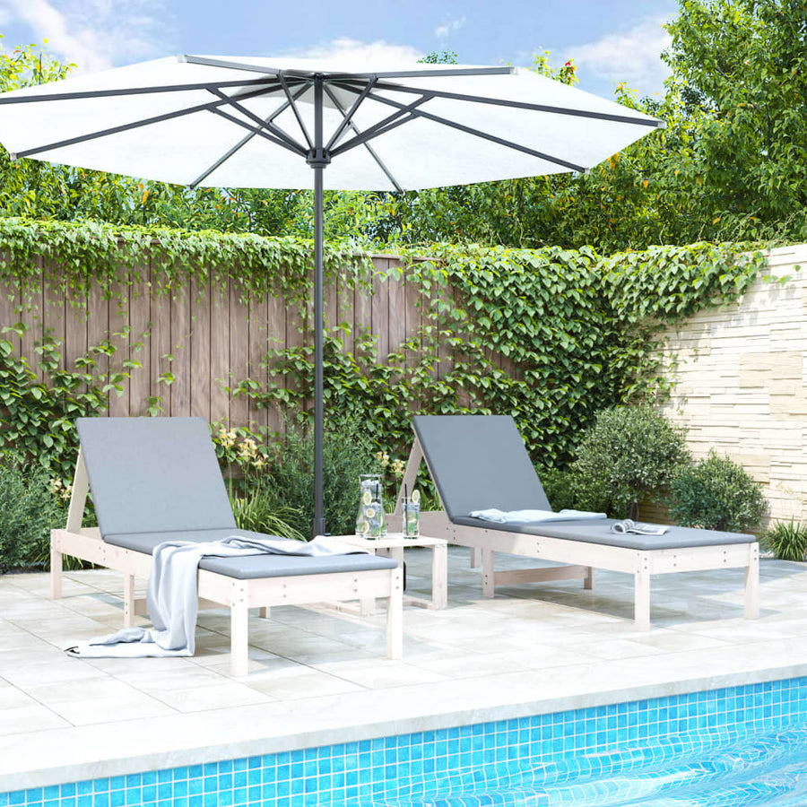 Ligstoelen 199,5X60X74 Cm Massief Grenenhout Wit 2 Wit grenenhout
