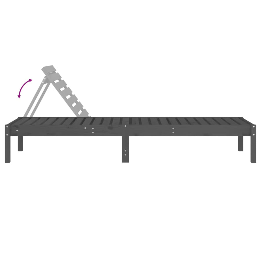 Ligbedden 199,5X60X74 Cm Massief Grenenhout Grijs 2 Grijs grenenhout