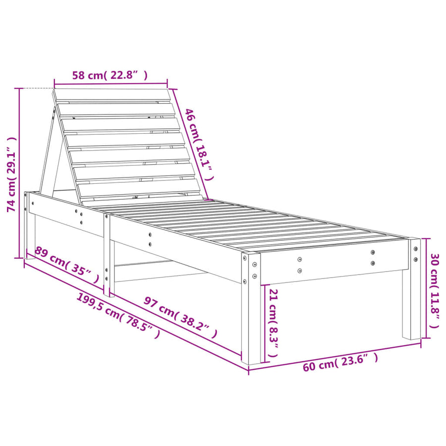 Ligbedden 199,5X60X74 Cm Massief Grenenhout Grijs 2 Grijs grenenhout