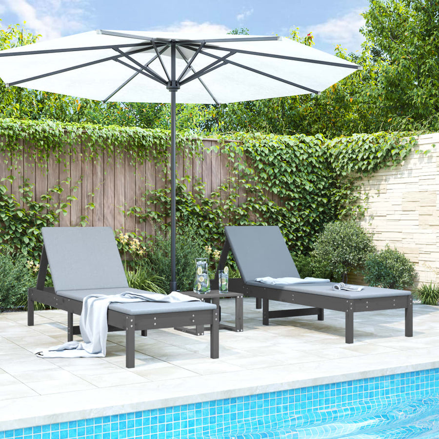 Ligbedden 199,5X60X74 Cm Massief Grenenhout Grijs 2 Grijs grenenhout