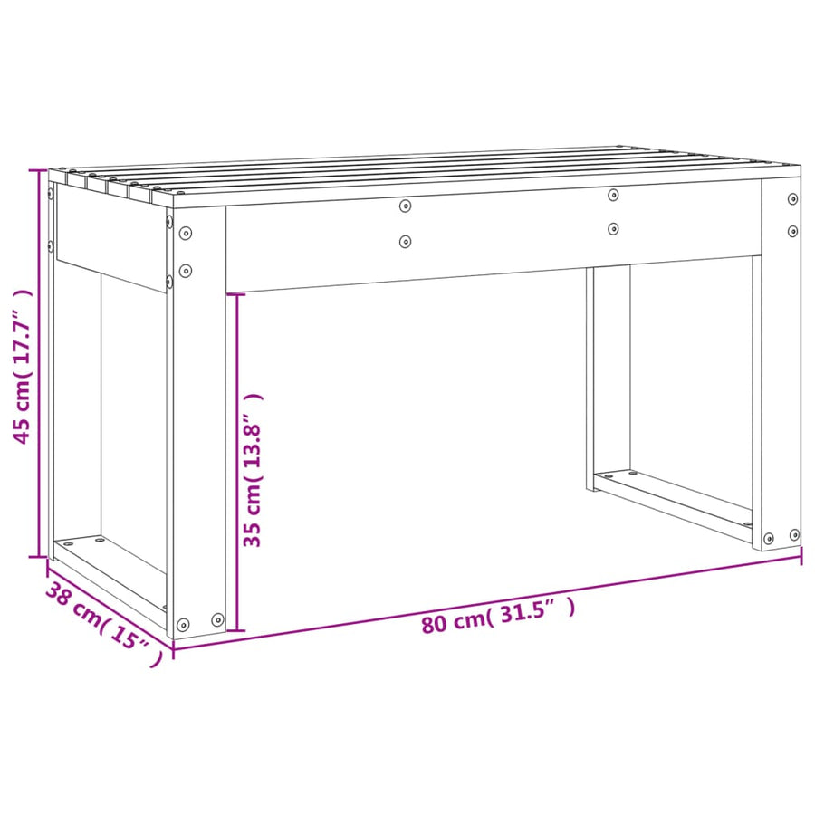 Tuinbank Massief Grenenhout Wit 80 x 38 x 45 cm Wit grenenhout