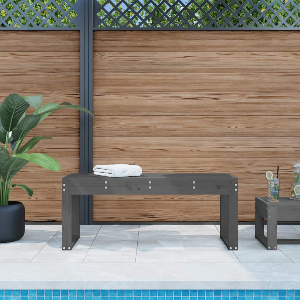 Tuinbank Massief Grenenhout Grijs 110 x 38 x 45 cm Grijs grenenhout