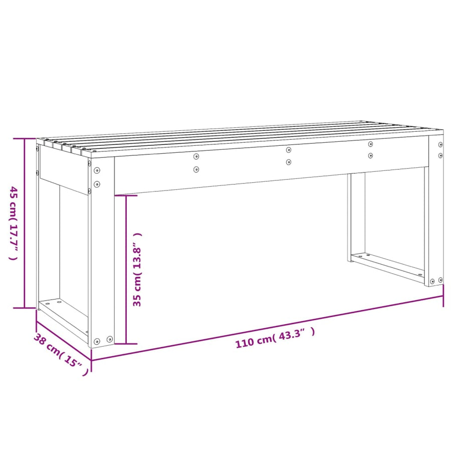 Tuinbank Massief Grenenhout Honingbruin 110 x 38 x 45 cm Honingbruin grenenhout