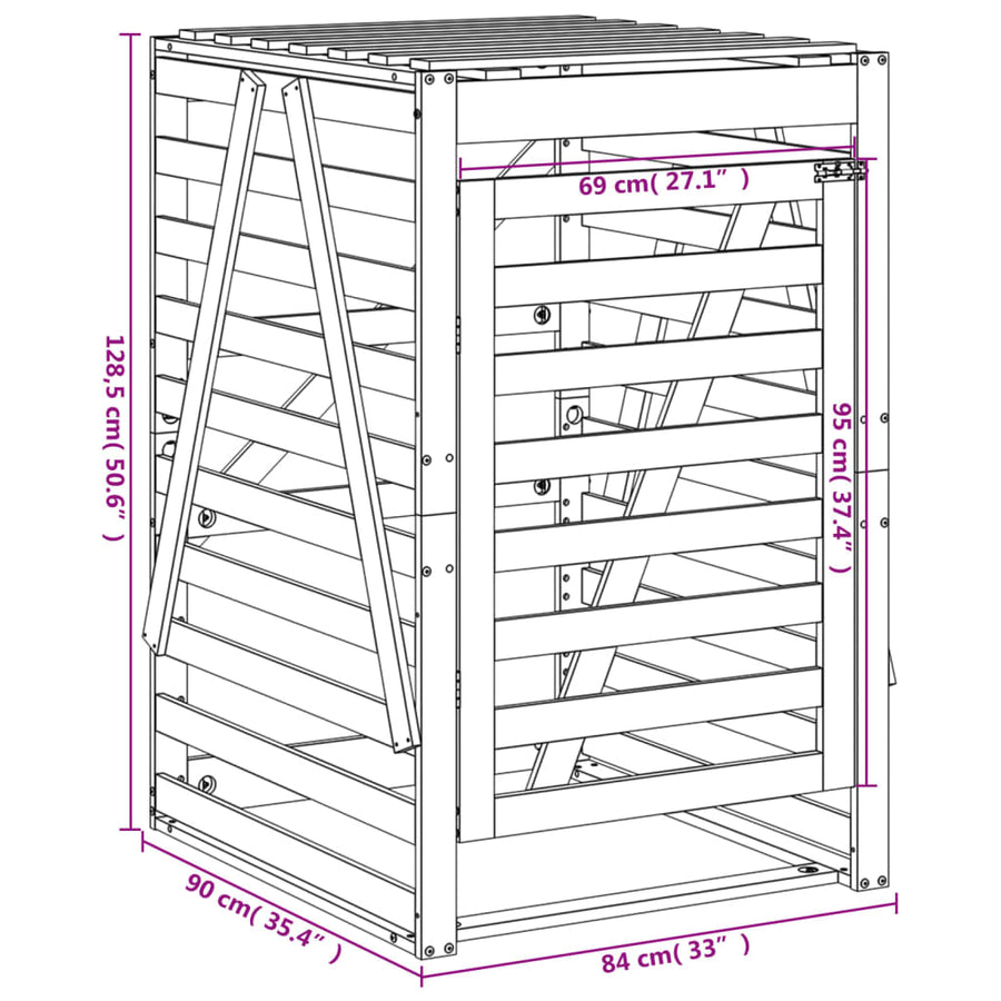 Containerberging 84X90X128,5 Cm Massief Grenenhout Grijs 84 x 90 x 128.5 cm Grijs grenenhout
