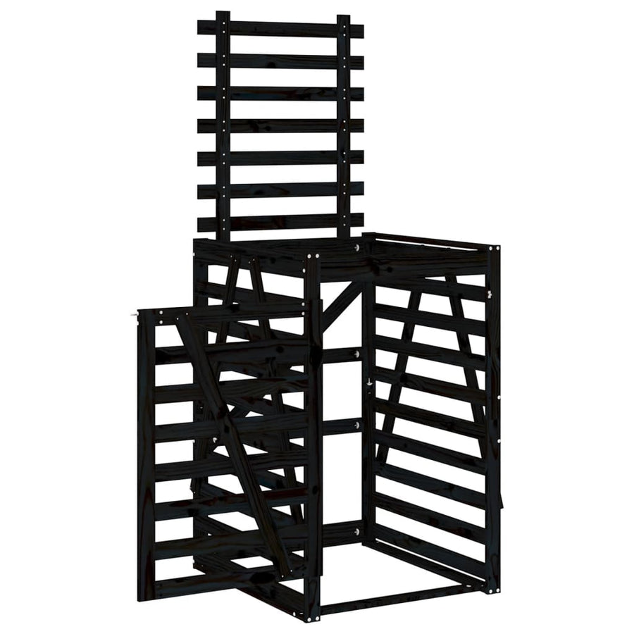 Containerberging 84X90X128,5 Cm Massief Grenenhout Zwart 84 x 90 x 128.5 cm Zwart grenenhout