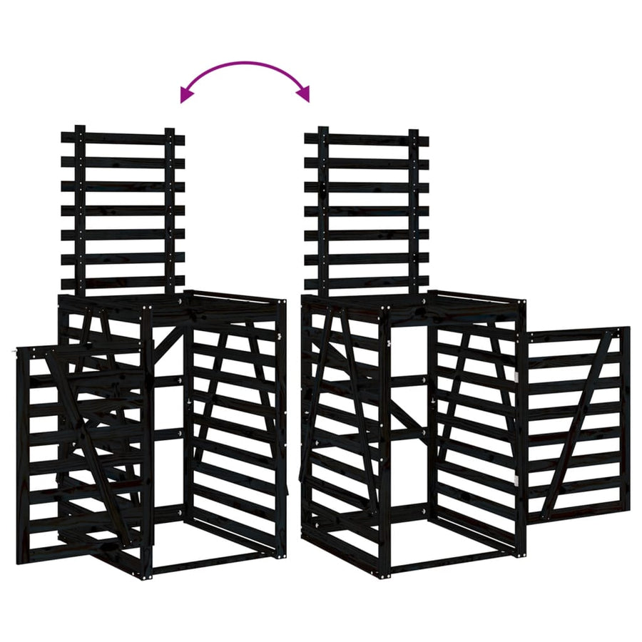 Containerberging 84X90X128,5 Cm Massief Grenenhout Zwart 84 x 90 x 128.5 cm Zwart grenenhout