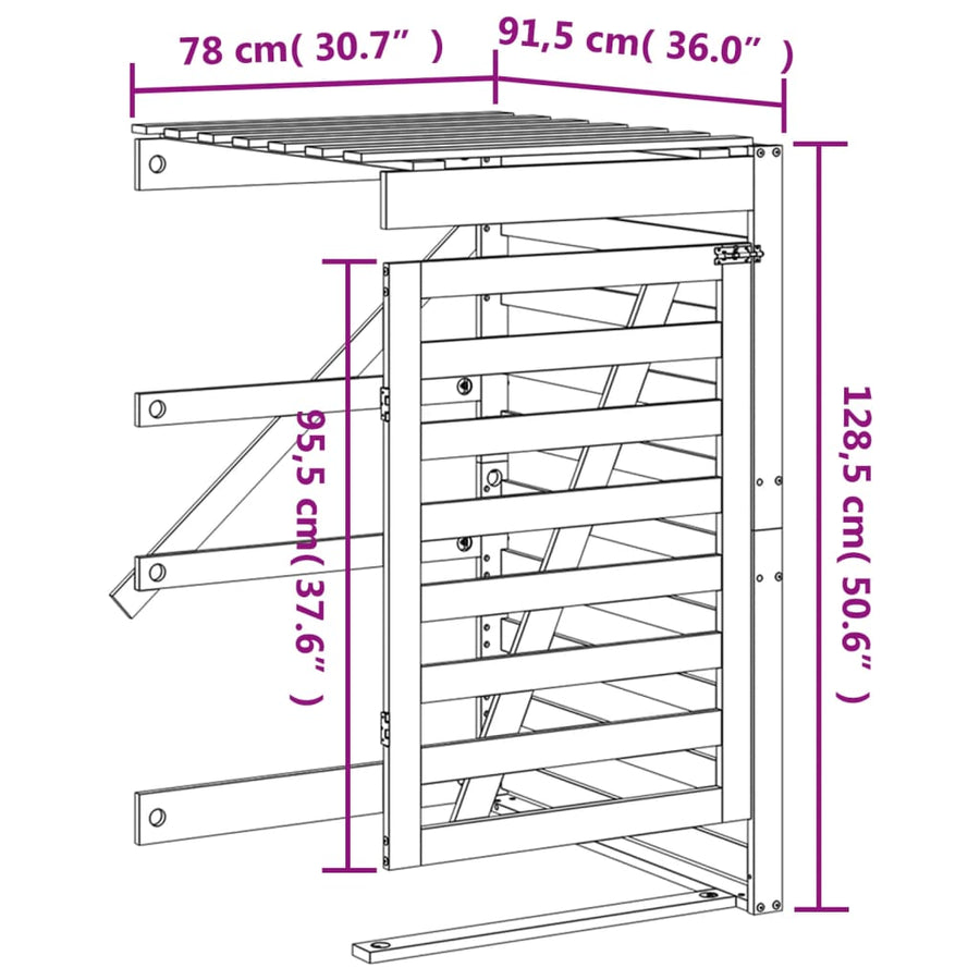 Containerberging Verlengstuk Massief Grenenhout 78 x 91.5 x 128.5 cm Natuurlijk grenenhout