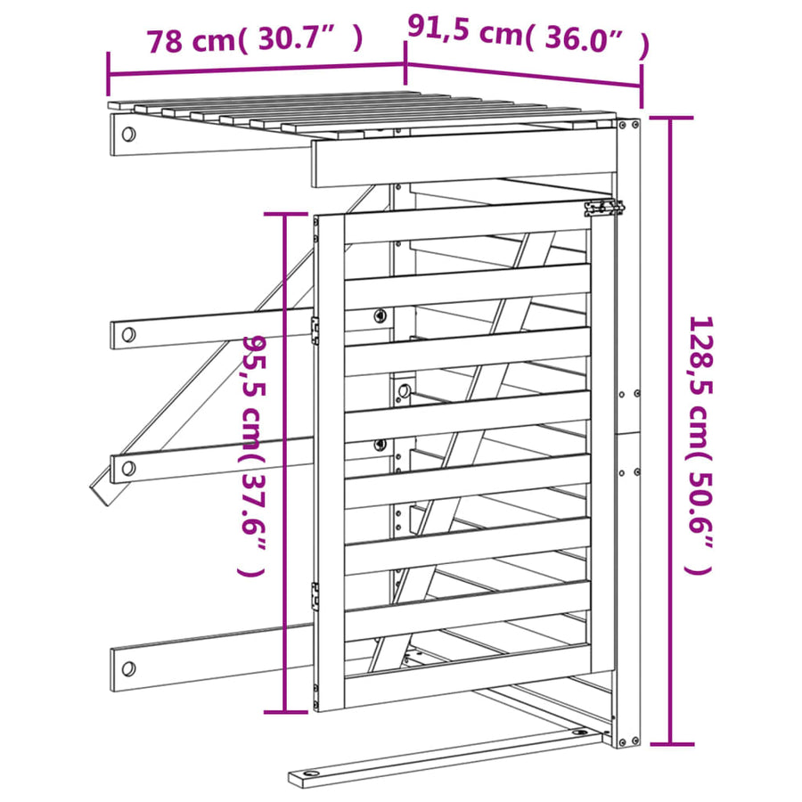 Containerberging Verlengstuk Massief Grenenhout Wit 78 x 91.5 x 128.5 cm Wit grenenhout