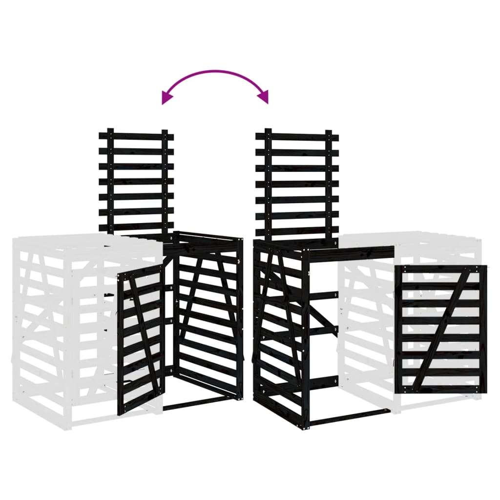 Containerberging Verlengstuk Massief Grenenhout Zwart 78 x 91.5 x 128.5 cm Zwart grenenhout