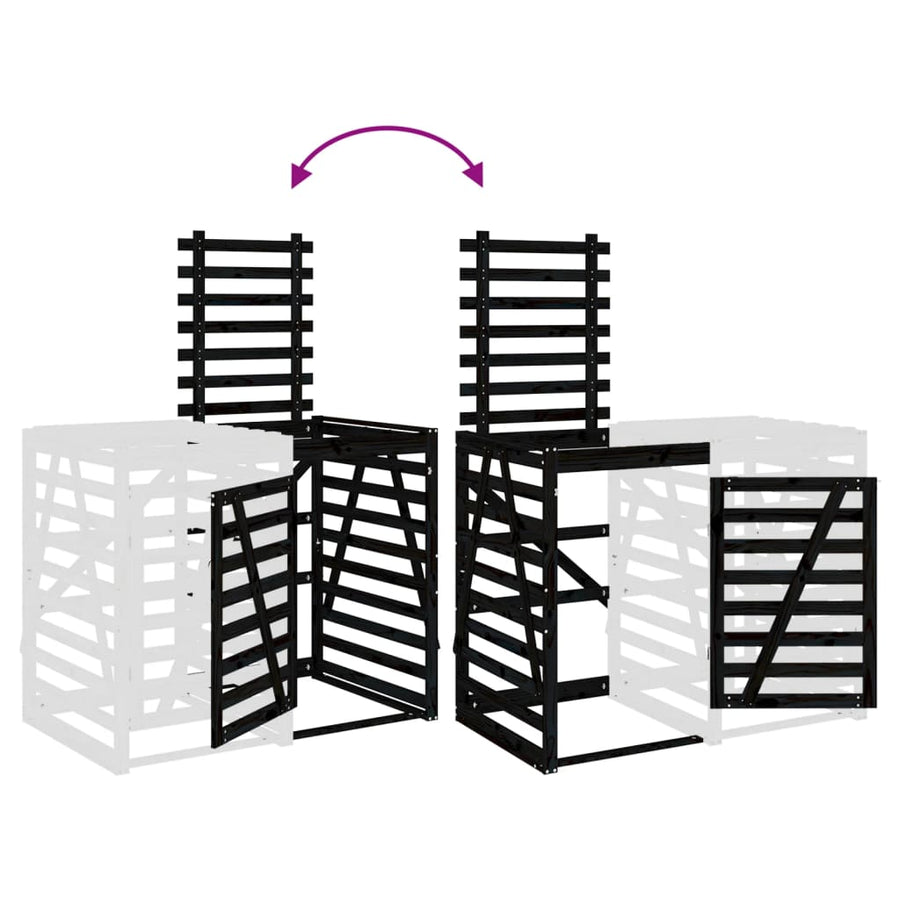 Containerberging Verlengstuk Massief Grenenhout Zwart 78 x 91.5 x 128.5 cm Zwart grenenhout