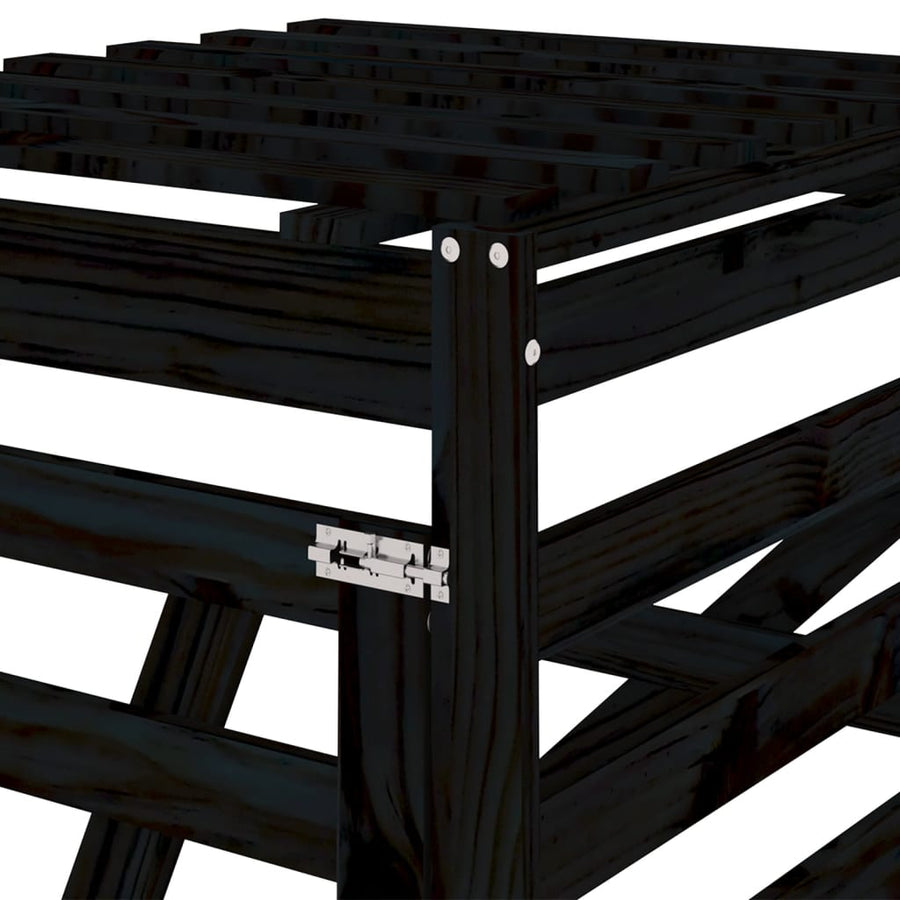 Containerberging Verlengstuk Massief Grenenhout Zwart 78 x 91.5 x 128.5 cm Zwart grenenhout