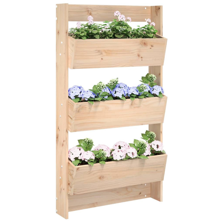 Plantenbak Wandmontage 3-Laags 60X8,5X0 Cm Grenenhout Natuurlijk grenenhout