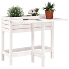 Planter with foldable tabletop solid pine wood white
