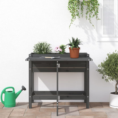 Plantenbak Met Inklapbaar Tafelblad Massief Grenenhout Grijs Grijs grenenhout