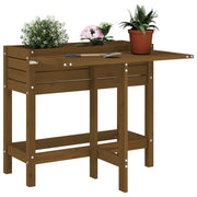 Plantenbak grenenhout honingbruin met inklapbaar tafelblad 84x73x75 cm