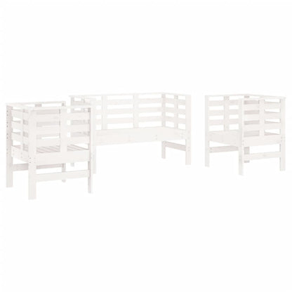 -Delige Loungeset Massief Grenenhout Wit Wit grenenhout