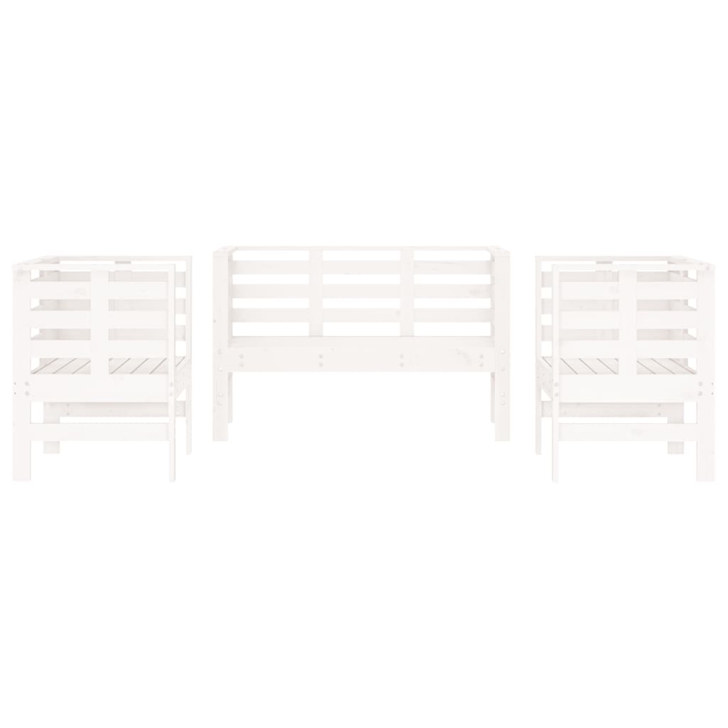 -Delige Loungeset Massief Grenenhout Wit Wit grenenhout