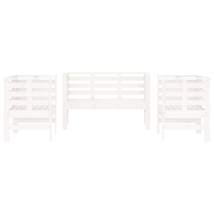 -Delige Loungeset Massief Grenenhout Wit Wit grenenhout