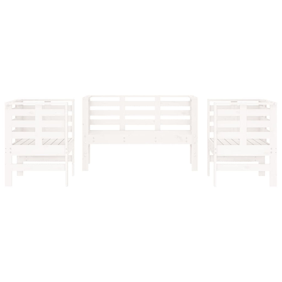 -Delige Loungeset Massief Grenenhout Wit Wit grenenhout