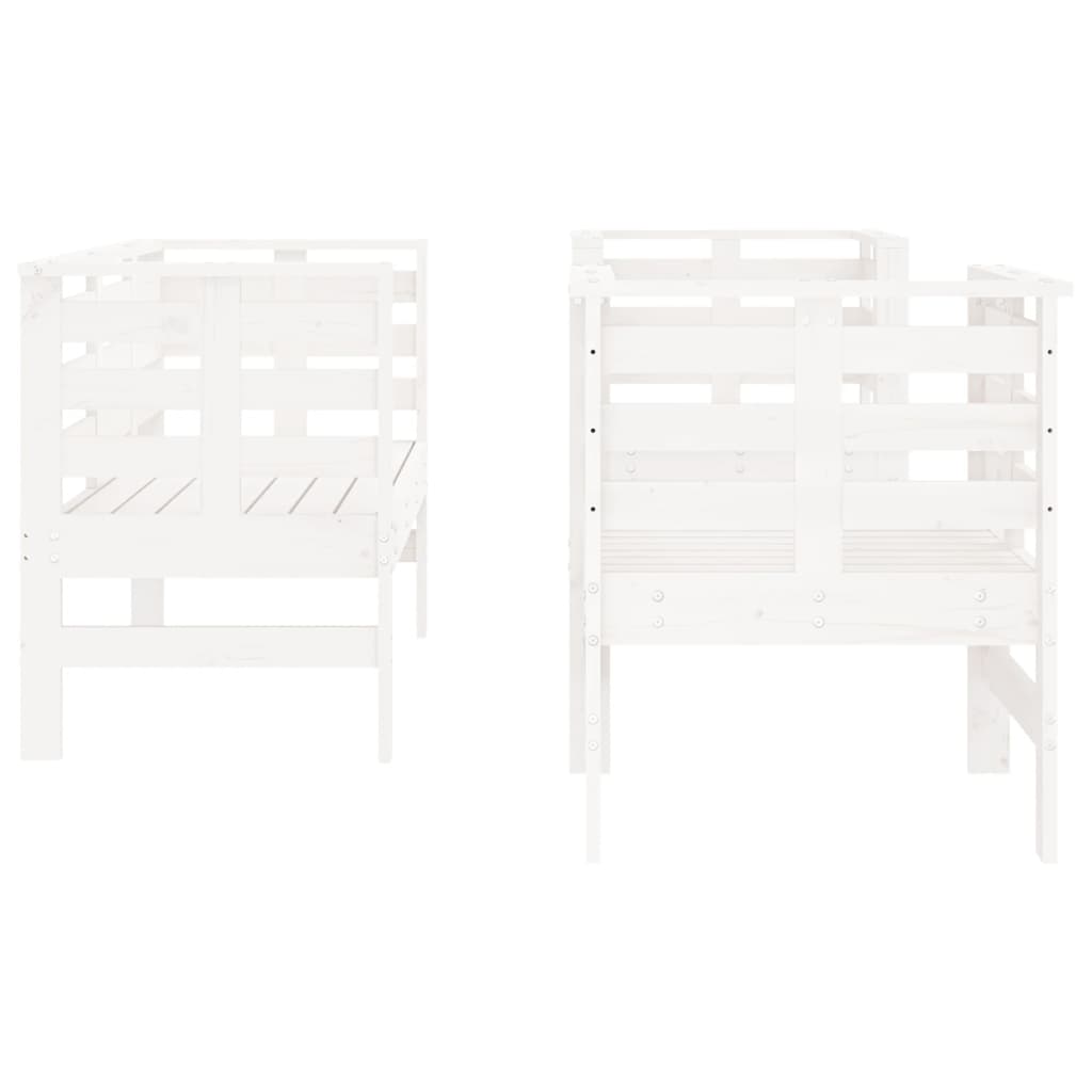 -Delige Loungeset Massief Grenenhout Wit Wit grenenhout
