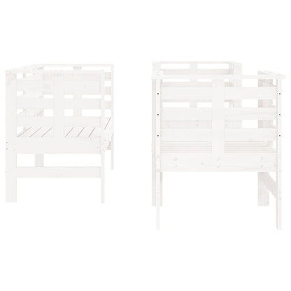 -Delige Loungeset Massief Grenenhout Wit Wit grenenhout