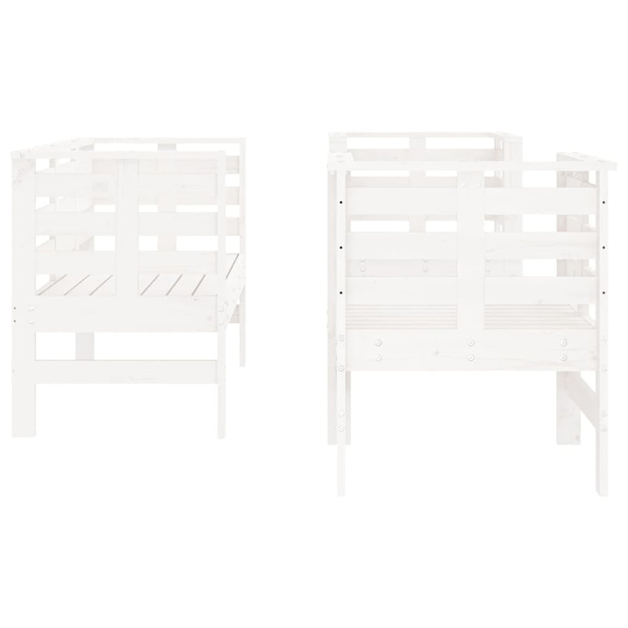 -Delige Loungeset Massief Grenenhout Wit Wit grenenhout