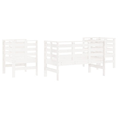-Delige Loungeset Massief Grenenhout Wit Wit grenenhout
