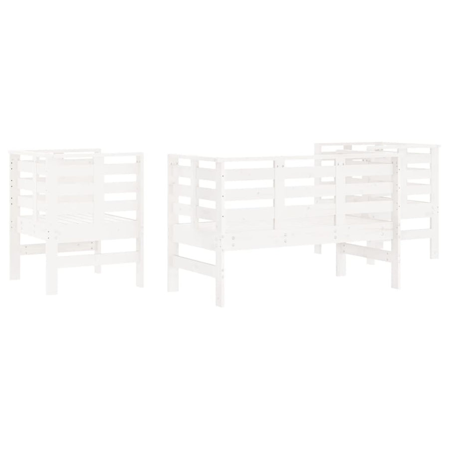 -Delige Loungeset Massief Grenenhout Wit Wit grenenhout