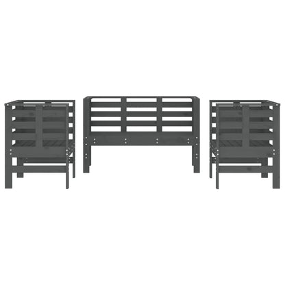 -Delige Loungeset Massief Grenenhout Grijs Grijs grenenhout