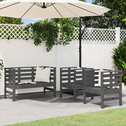 Loungeset 3-delig massief grenenhout grijs