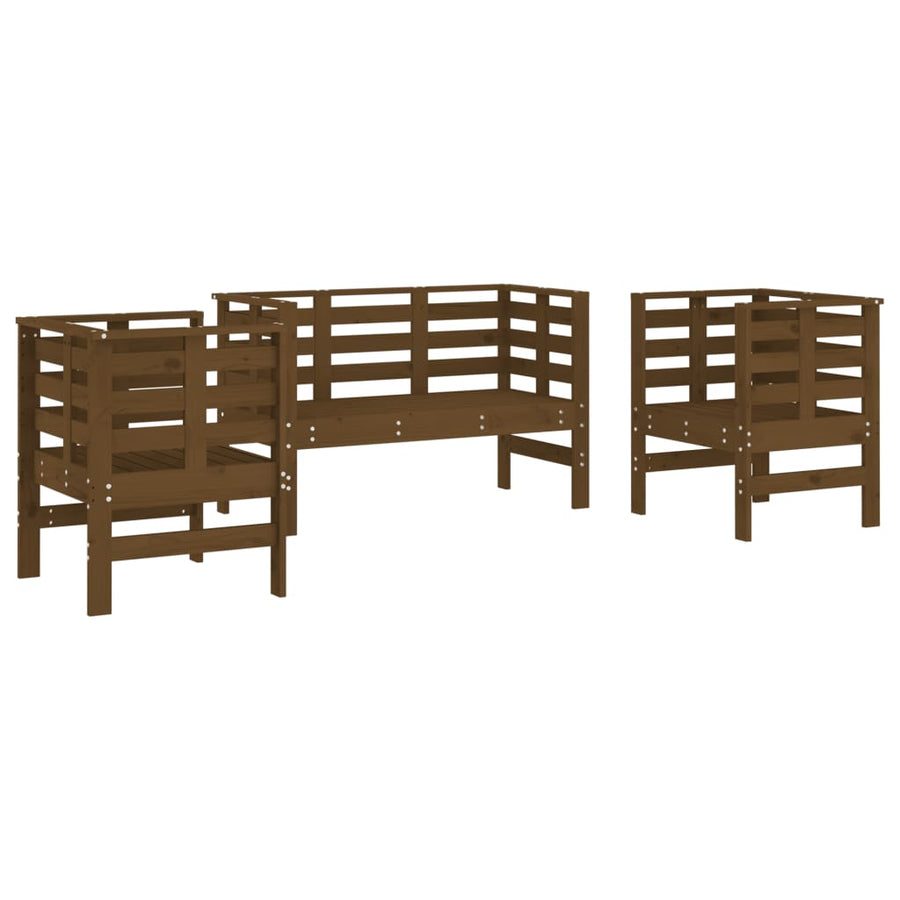 -Delige Loungeset Massief Grenenhout Honingbruin Honingbruin grenenhout