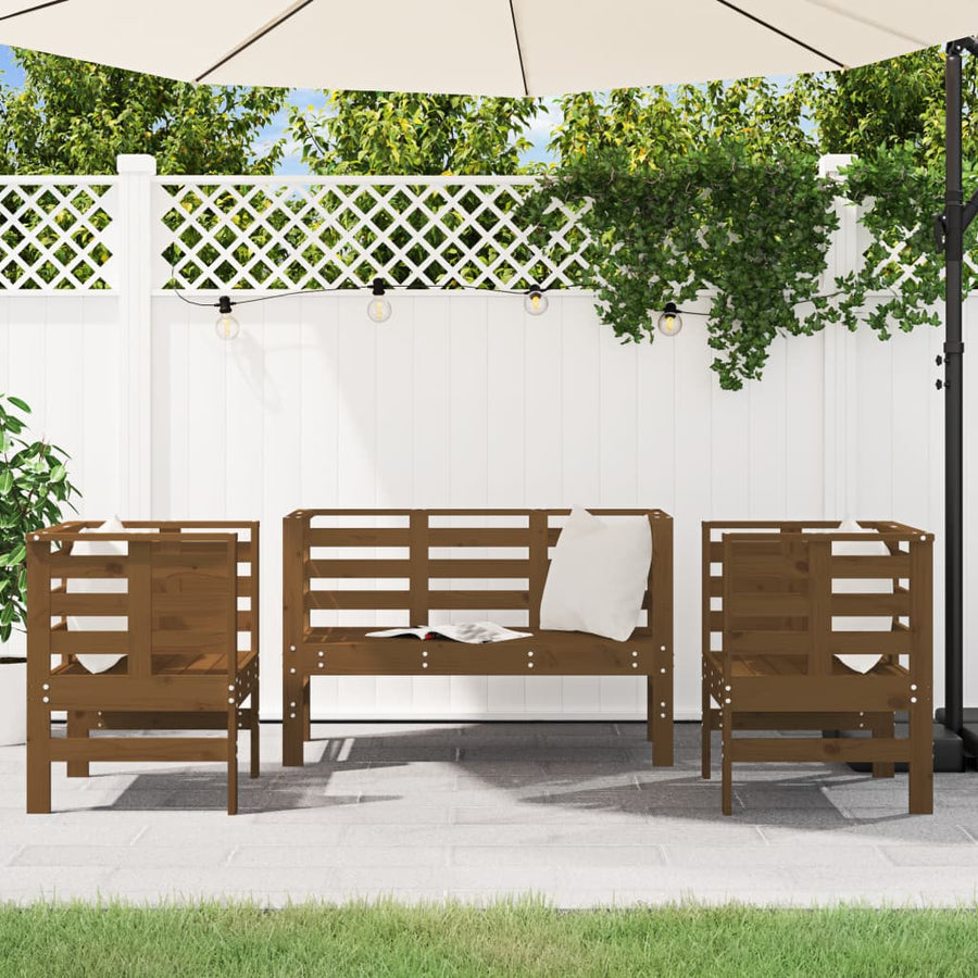 -Delige Loungeset Massief Grenenhout Honingbruin Honingbruin grenenhout