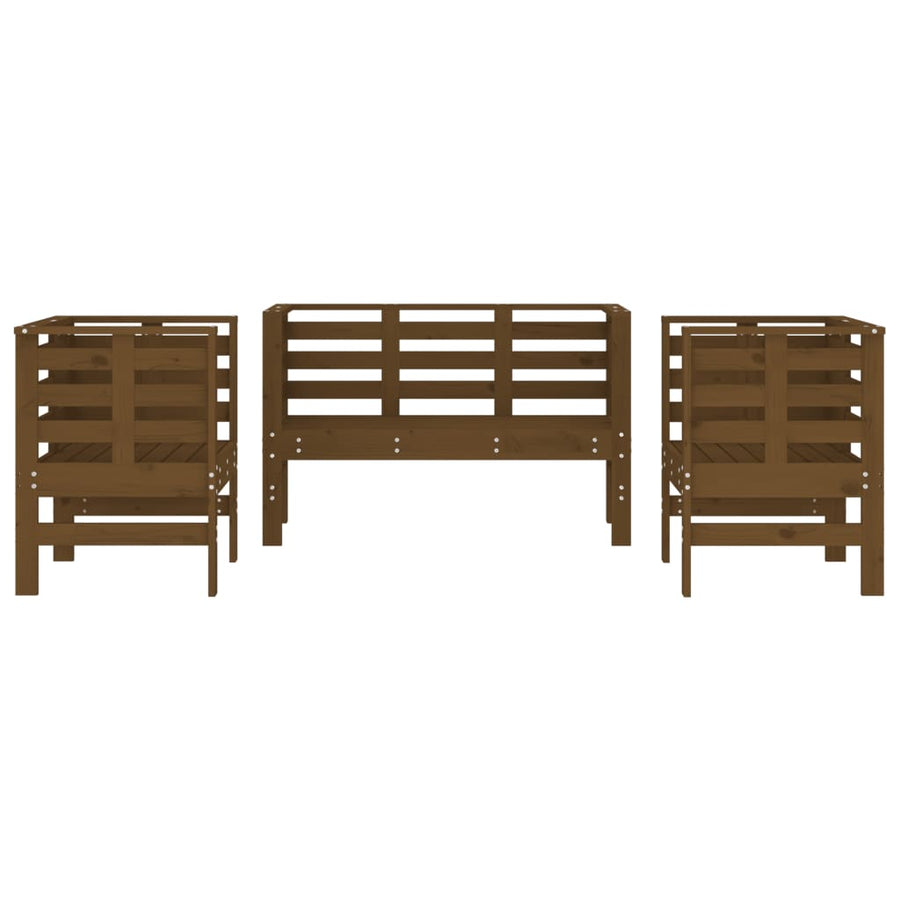 -Delige Loungeset Massief Grenenhout Honingbruin Honingbruin grenenhout